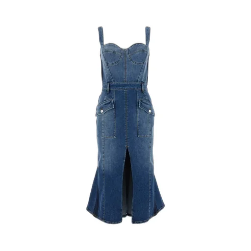 Kickback Sleeveless Denim Midi Dress