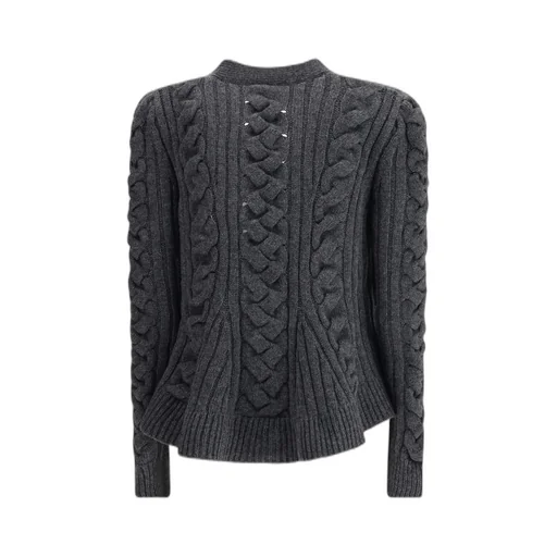 Braided Knitted Peplum Cardigan