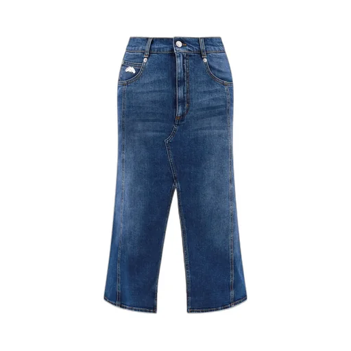 Front Slit Denim Skirt