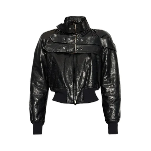 Belt Detail Leather Jacket