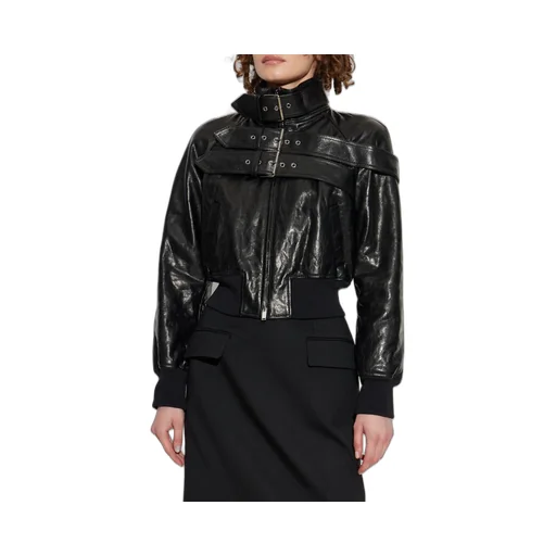 Belt Detail Leather Jacket
