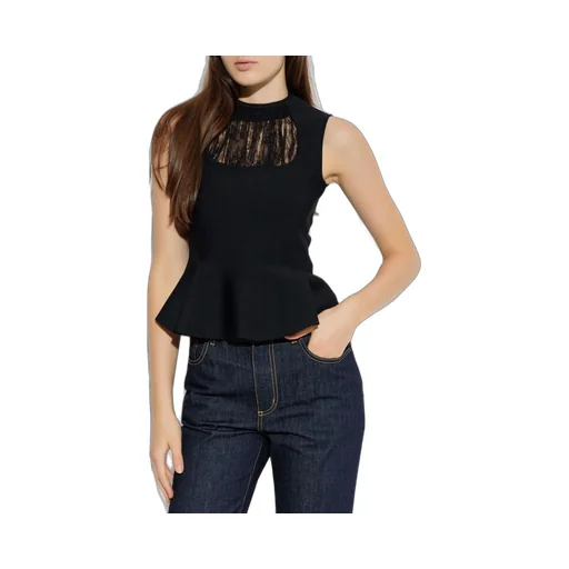 Lace-Panelled Sleeveless Top