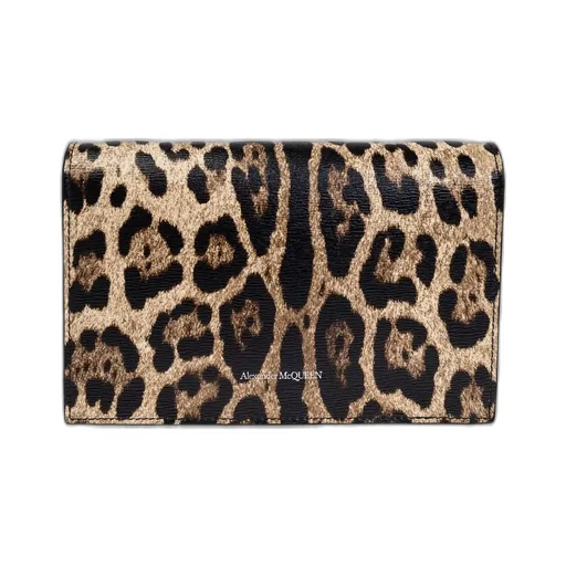 Leopard Printed Small Skull Clutch Bag