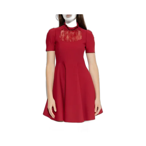Lace-Panelled Flared Mini Dress