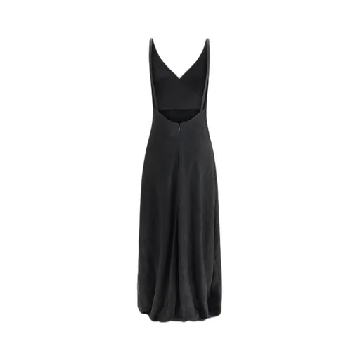 Crinkled-Finish V-Neck Maxi Dress