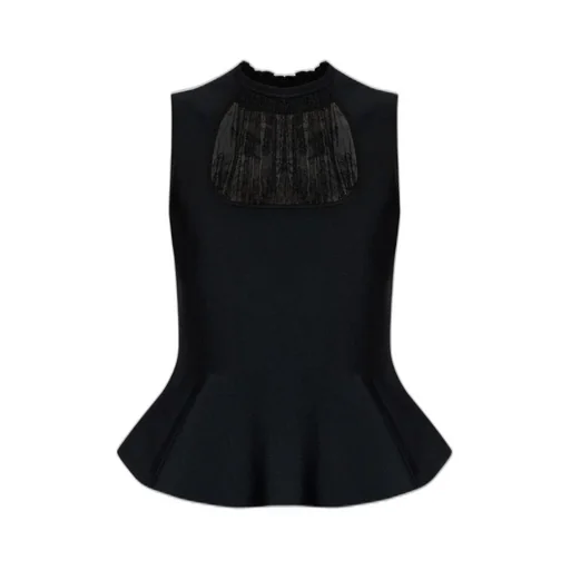 Lace-Panelled Sleeveless Top