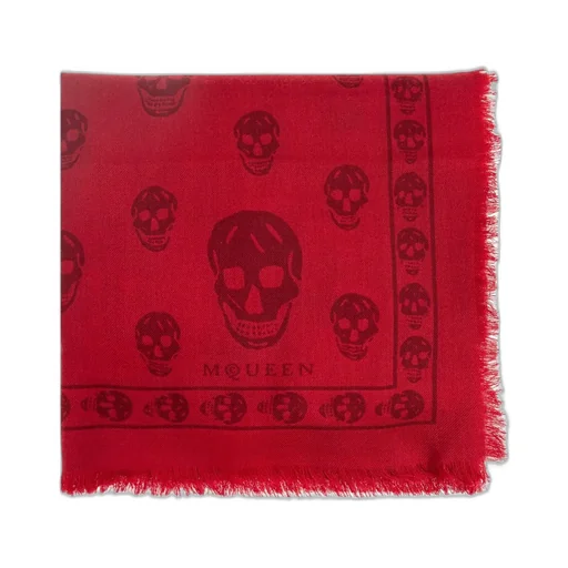 Skull Printed Fringed Edge Scarf