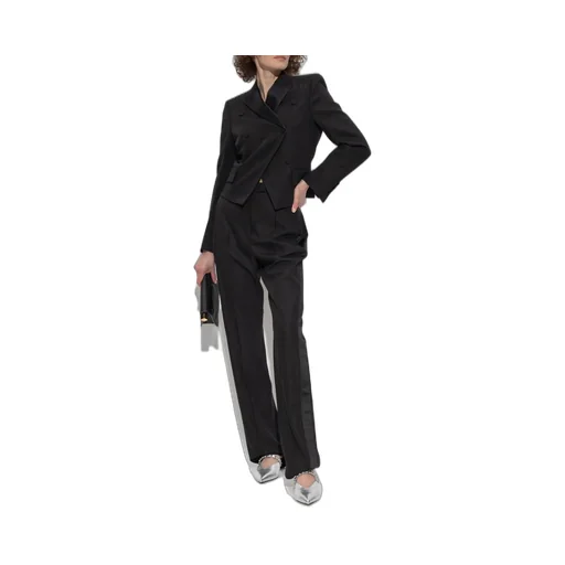 Flap-Pocketed Double-Breasted Blazer