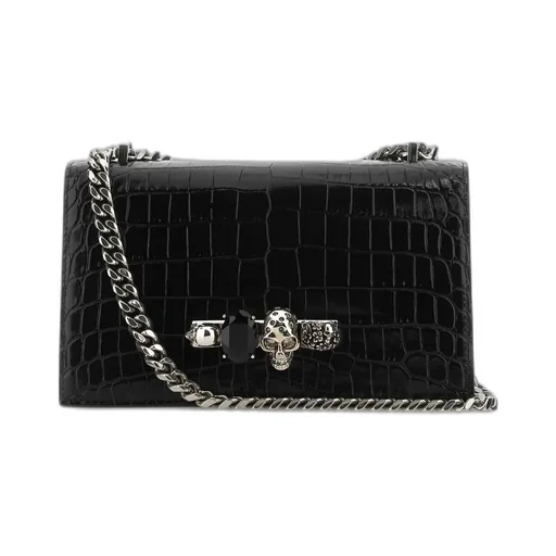 Jewelled Skull Embossed Shoulder Bag