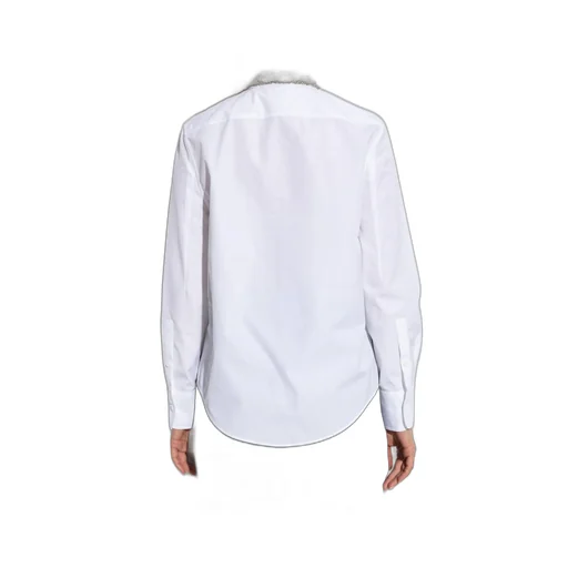 Long Sleeved Embellished-Neck Shirt