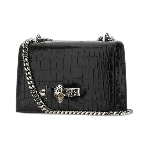 Jewelled Skull Embossed Shoulder Bag
