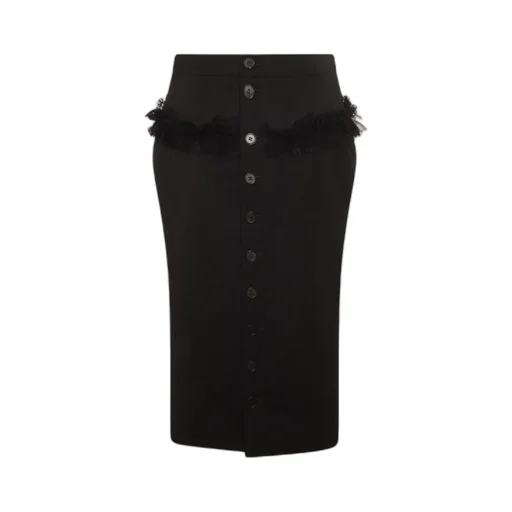 Slashed Buttoned Pencil Skirt