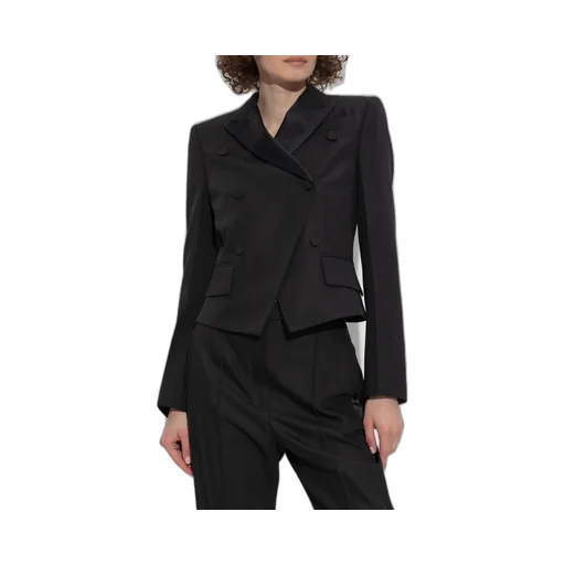 Flap-Pocketed Double-Breasted Blazer