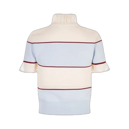 Ruffled Detail Striped Polo Shirt