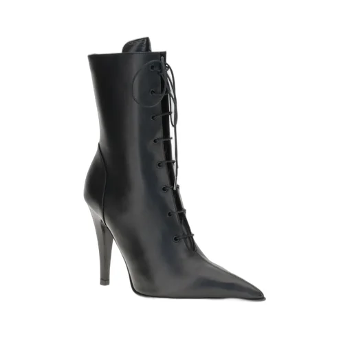 Pointed-Toe Lace-Up Boots