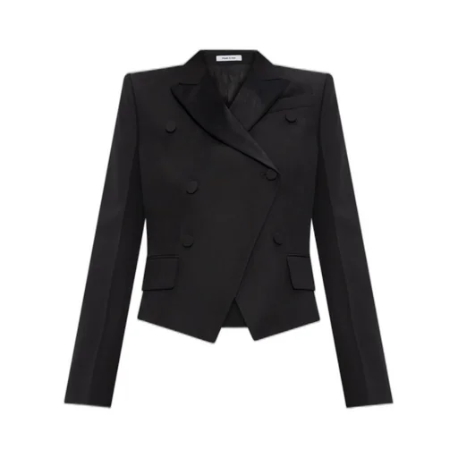 Flap-Pocketed Double-Breasted Blazer