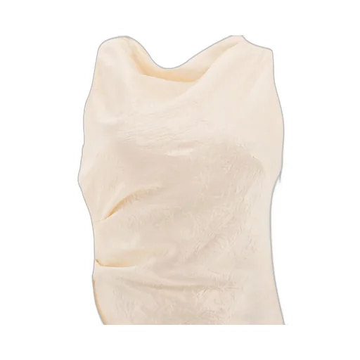 Mock-Neck Asymmetric Satin Top