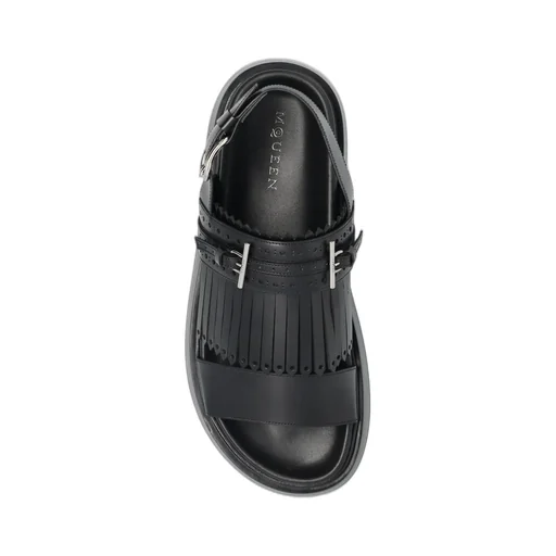 T-Bar Fringed-Detail Sandals