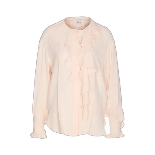Long Sleeved Ruffled Crewneck Blouse