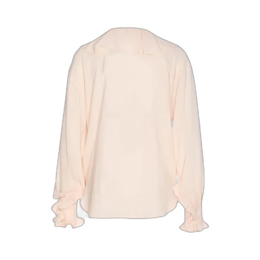 Long Sleeved Ruffled Crewneck Blouse