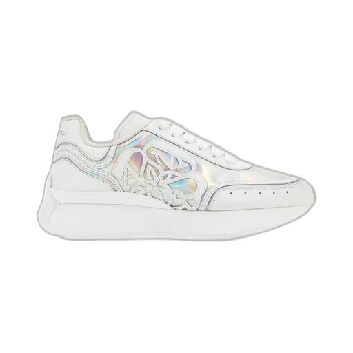 Holographic-Effect Lace-Up Sneakers