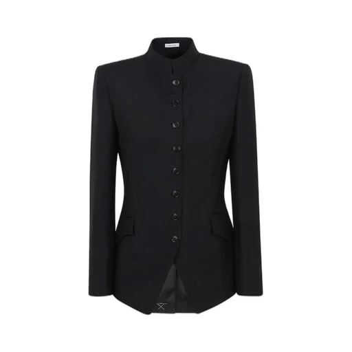 Fitted-Waist Buttoned Jacket