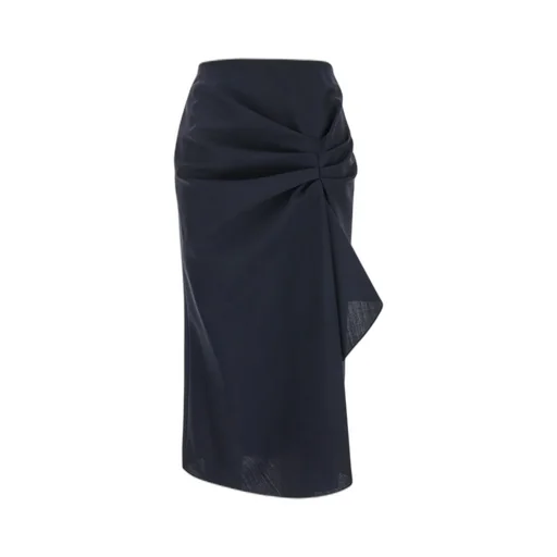 Asymmetric Gathered Midi Skirt