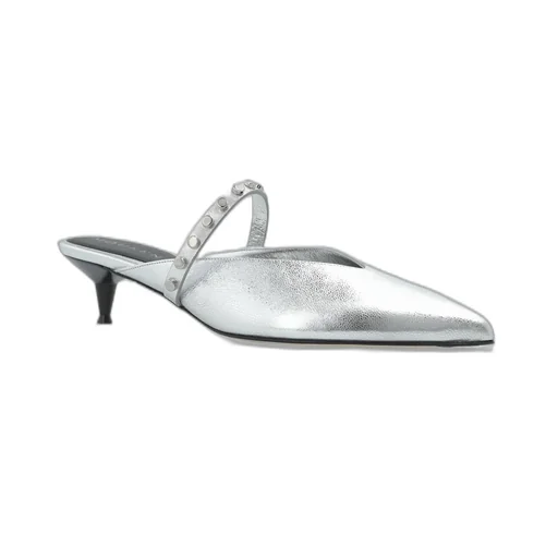Stud-Embellished Pointed-Toe Mules