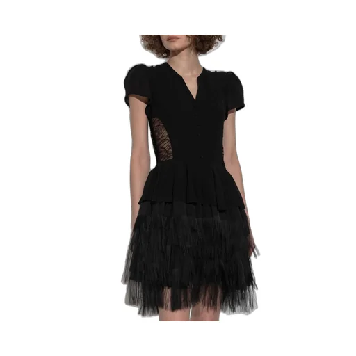 Layered Fringed Mesh Mini Dress