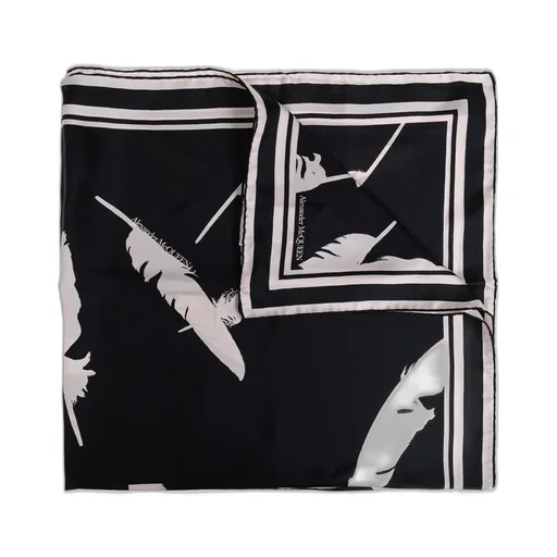 Feather Printed Finished-Edge Scarf