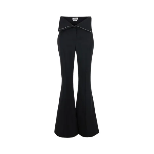 Fold Over Waist Flared Tailored Trousers