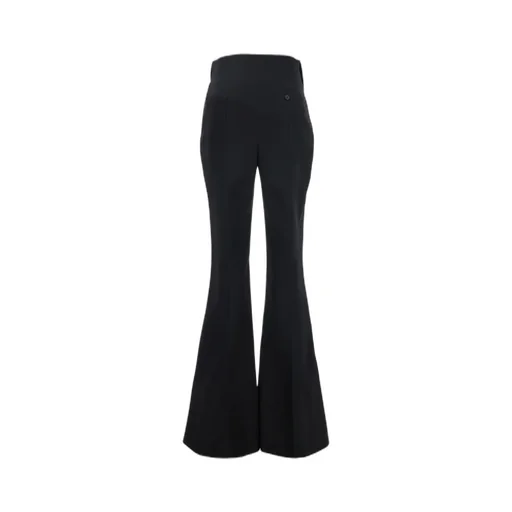 Fold Over Waist Flared Tailored Trousers