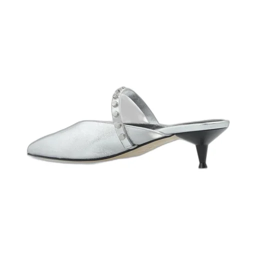 Stud-Embellished Pointed-Toe Mules