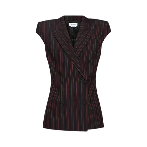 Double Breasted Pinstripe Sleeveless Jacket