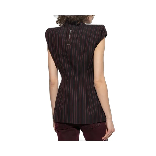 Double Breasted Pinstripe Sleeveless Jacket