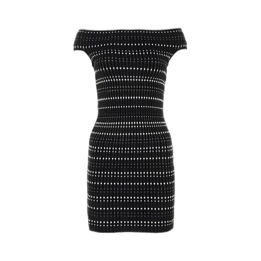 Off-Shoulder Straight Hem Knitted Mini Dress