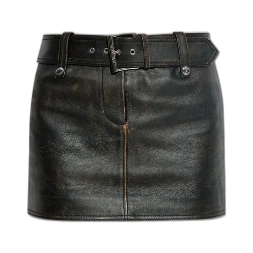 Belted Leather Mini Skirt