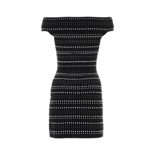 Off-Shoulder Straight Hem Knitted Mini Dress
