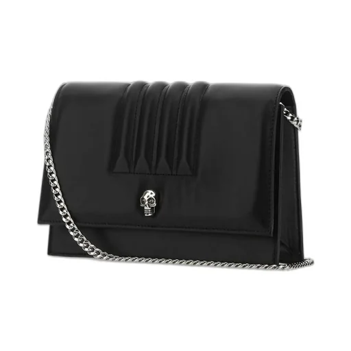 Skull-Stud Foldover Crossbody Bag