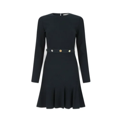 Pleated Ribbed Knit Dress