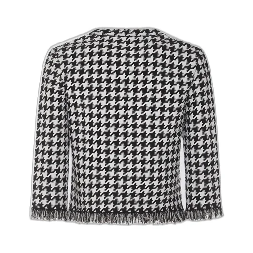 Houndstooth Frayed-Edge Cardigan