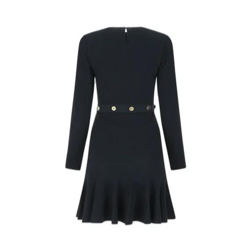 Pleated Ribbed Knit Dress