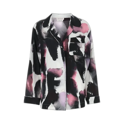 Abstract Print Button-Up Shirt