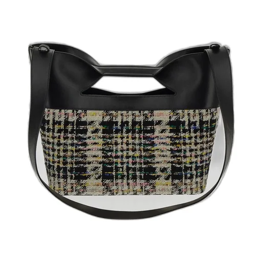 Logo Detailed Checked Tote Bag