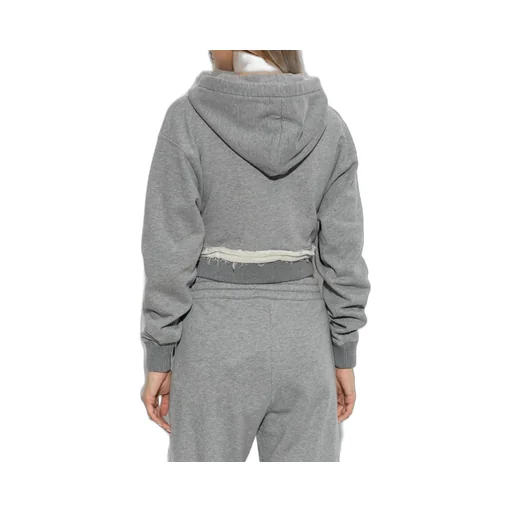 Drawstring Distressed Cropped Hoodie