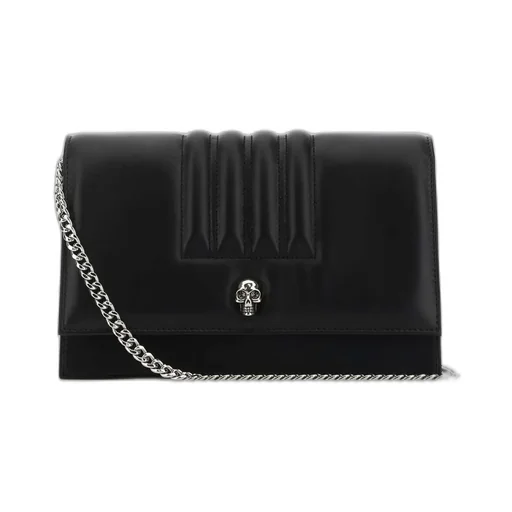 Skull-Stud Foldover Crossbody Bag