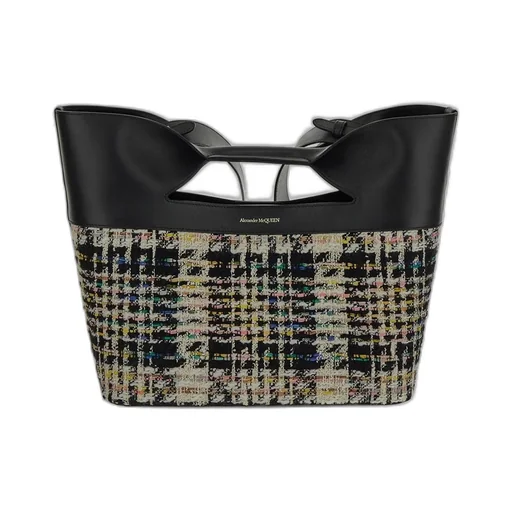 Logo Detailed Checked Tote Bag