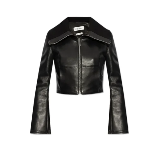 Folded Collar Leather Jacket