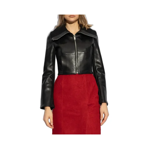 Folded Collar Leather Jacket