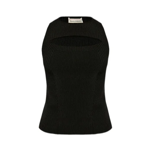 Ribbed-Knit Cut-Out Top
